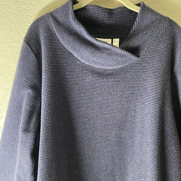 Denim & Co.  Waffle Knit Pullover Sweater Womens XL Blue Pockets Cozy Comfy Fall - Picture 5 of 16